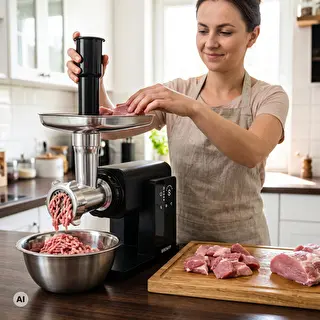 Многофункциональная мясорубка — с сенсорной панелью, овощерезкой и насадкой для протирания, 2000 Вт – photo 8