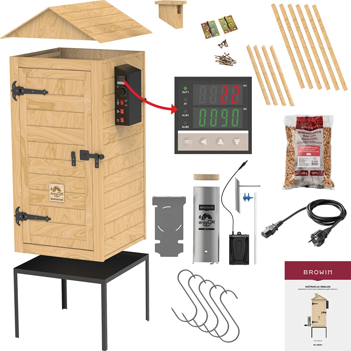Коптильня 200 л dragON Larch E21 - из лиственницы, с электрическим нагревательным модулем и контроллером