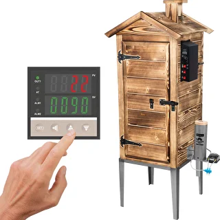Садовая коптильня 200 л dragON Wood 100E — с дровяной топкой, электрическим нагревательным модулем и контроллером