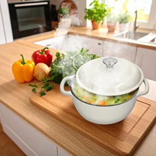 Чугунная эмалированная кастрюля — экрю, 4 л – photo 7