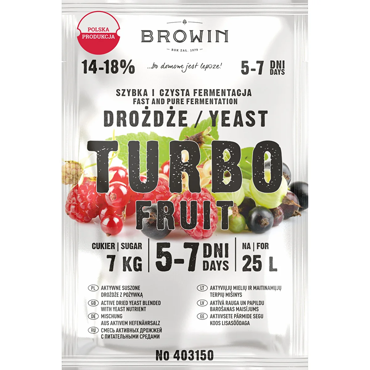 Дрожжи спиртовые TurboFruit 5-7 дней, 40 г