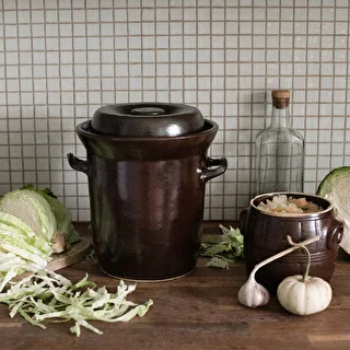 Горшок керамический для солений 10 л, с крышкой – photo 2