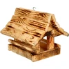 Деревянная кормушка для птиц, обожженная, гуцульский домик  - 1 ['будка для птиц', ' домик для птиц', ' кормушка для птиц', ' деревянная кормушка', ' обожженная кормушка']