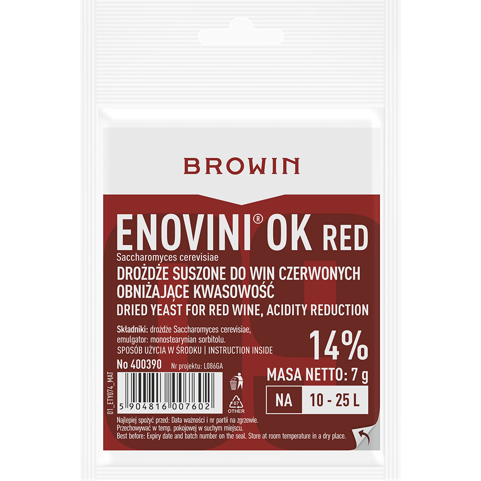 Дрожжи для вин из вишни и темного винограда Enovini® OK RED symbol:400390