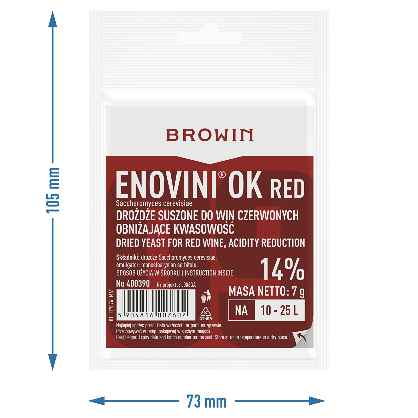 Дрожжи для вин из вишни и темного винограда Enovini® OK RED symbol:400390