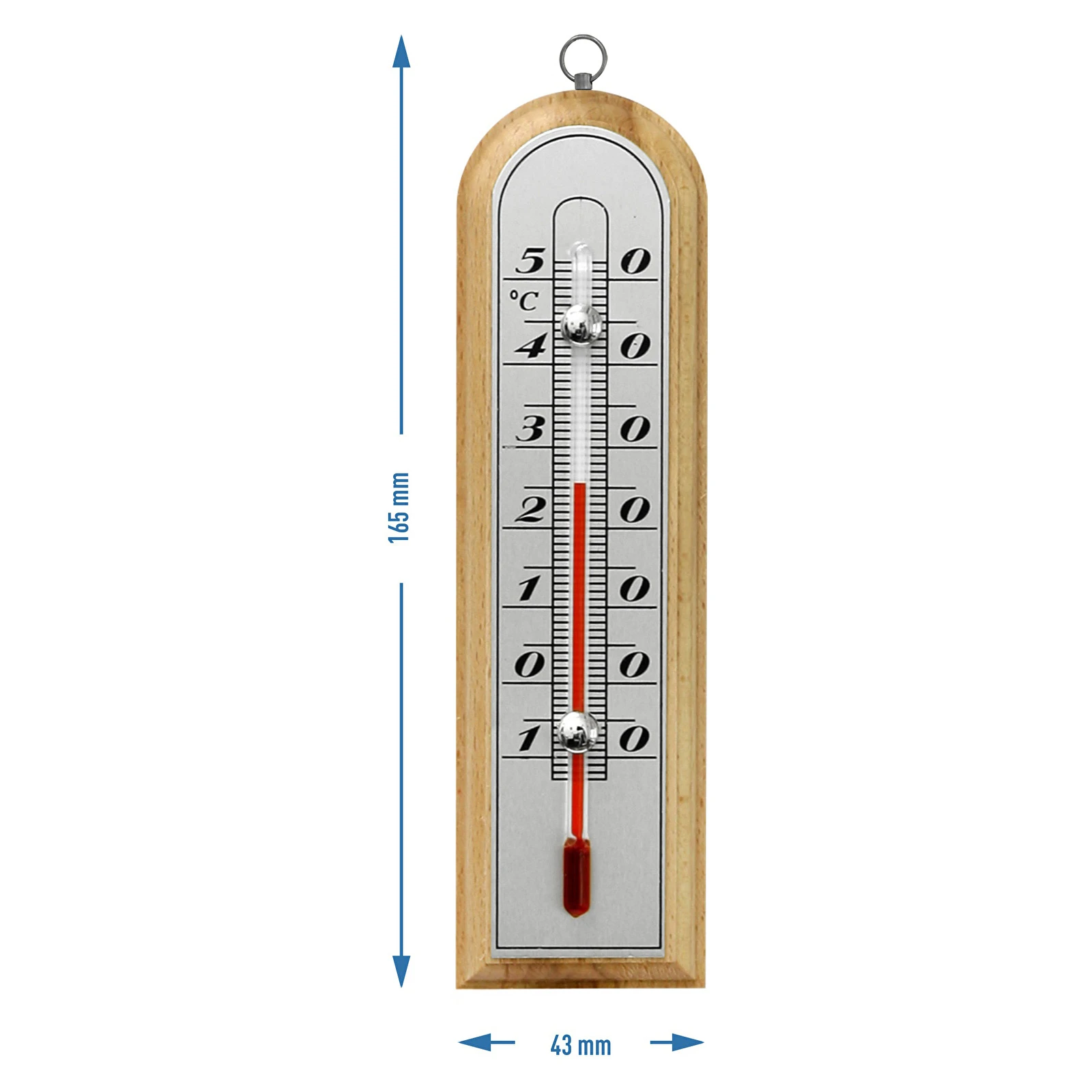 Комнатный термометр с серебристой шкалой (-10°C до +50°C) 16см микс