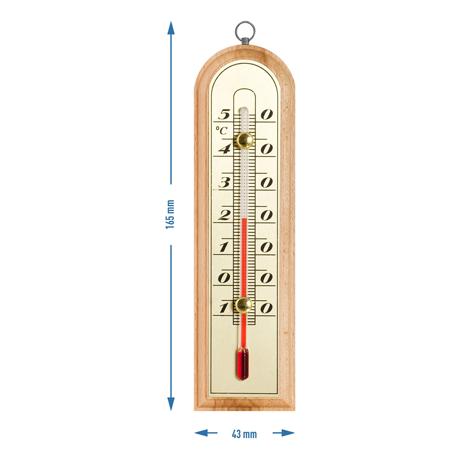 Комнатный термометр с золотистой шкалой (-10°C до +50°C) 16см (температура  окр. среды) - symbol:010700