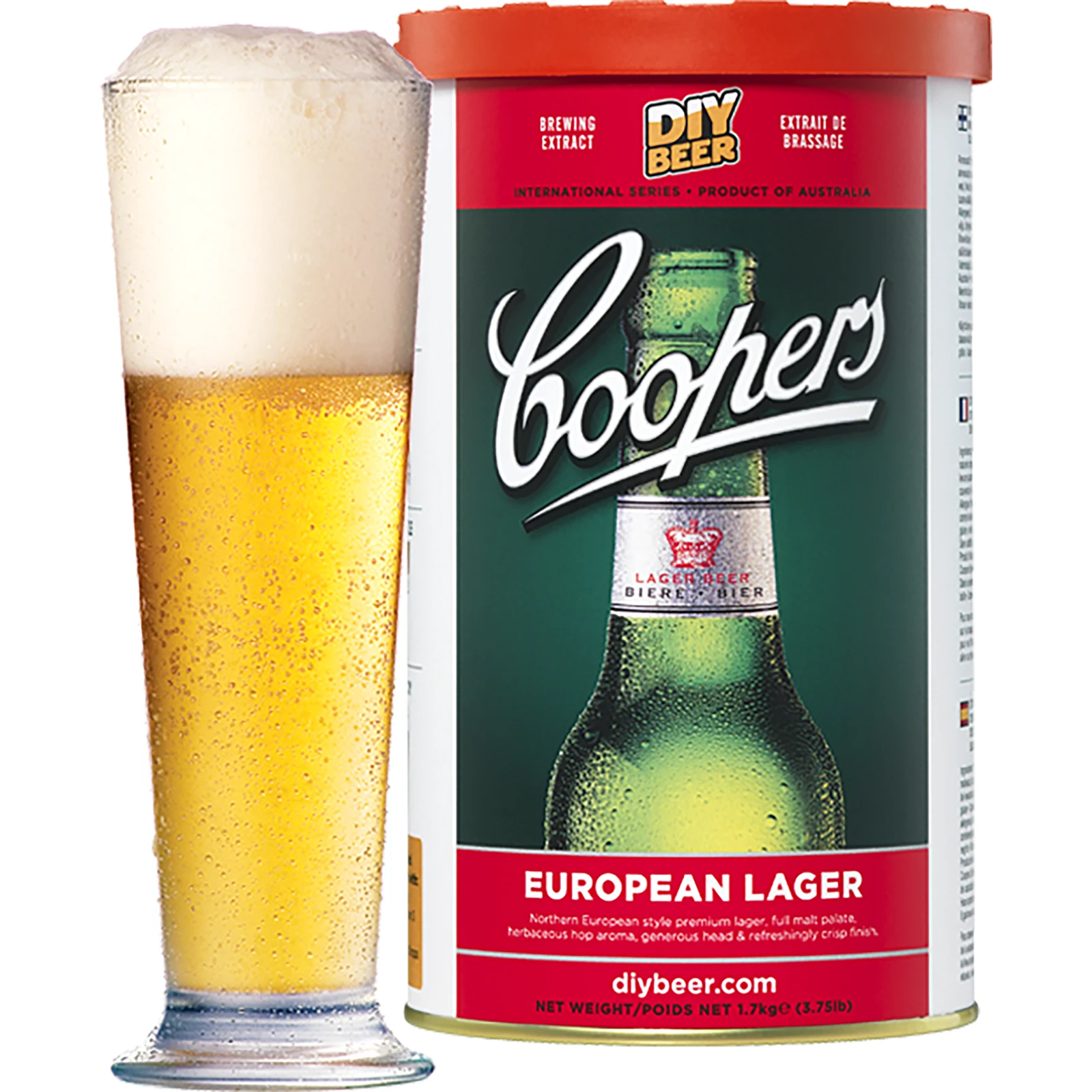 Концентрат для приготовления 23 л пива, 1,7 кг - EUROPEAN LAGER - COOPERS  (пивоварные комплекты coopers) - symbol:407240