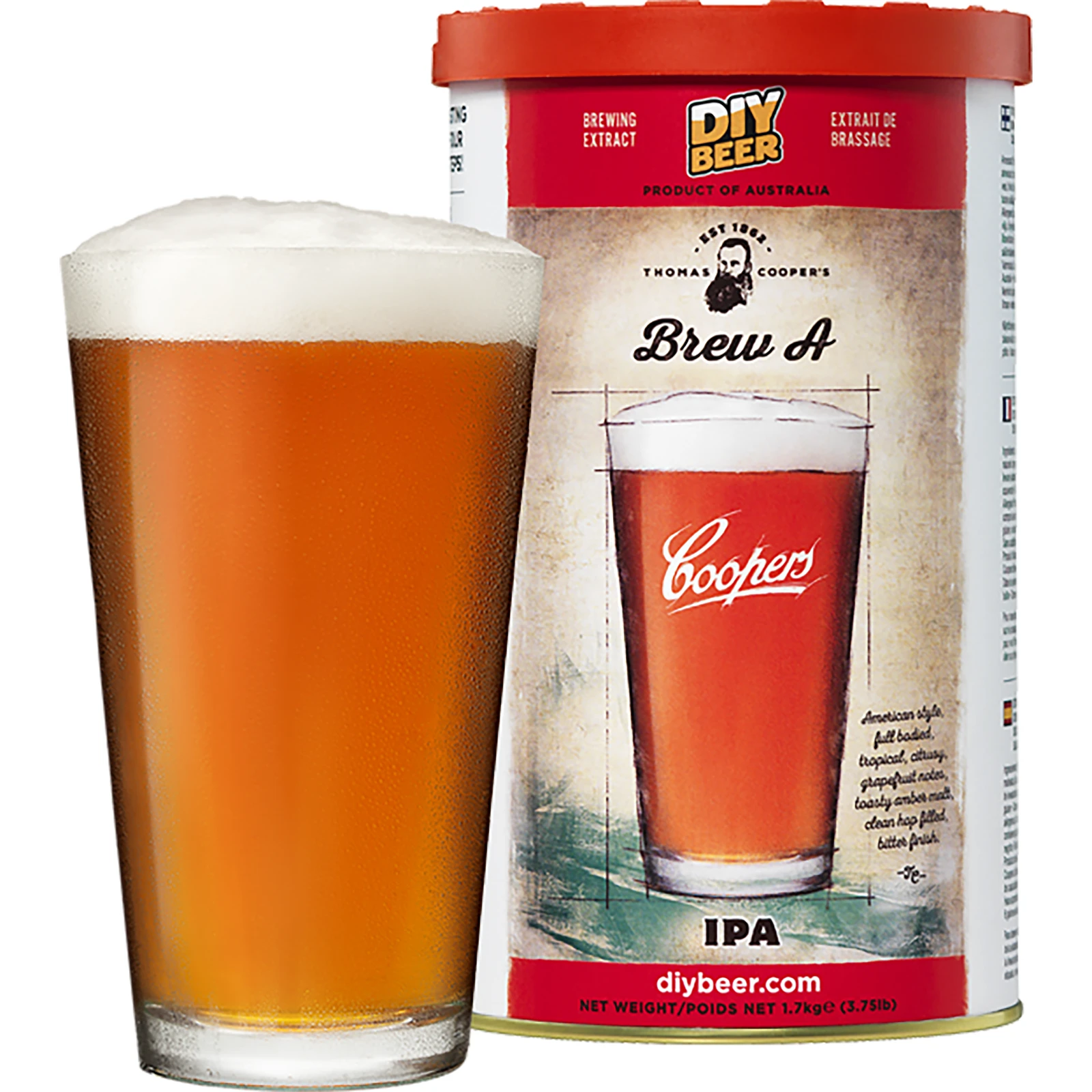 Концентрат для приготовления пива Brew A IPA, 1,7 кг (пивоварные комплекты  coopers) - symbol:407400