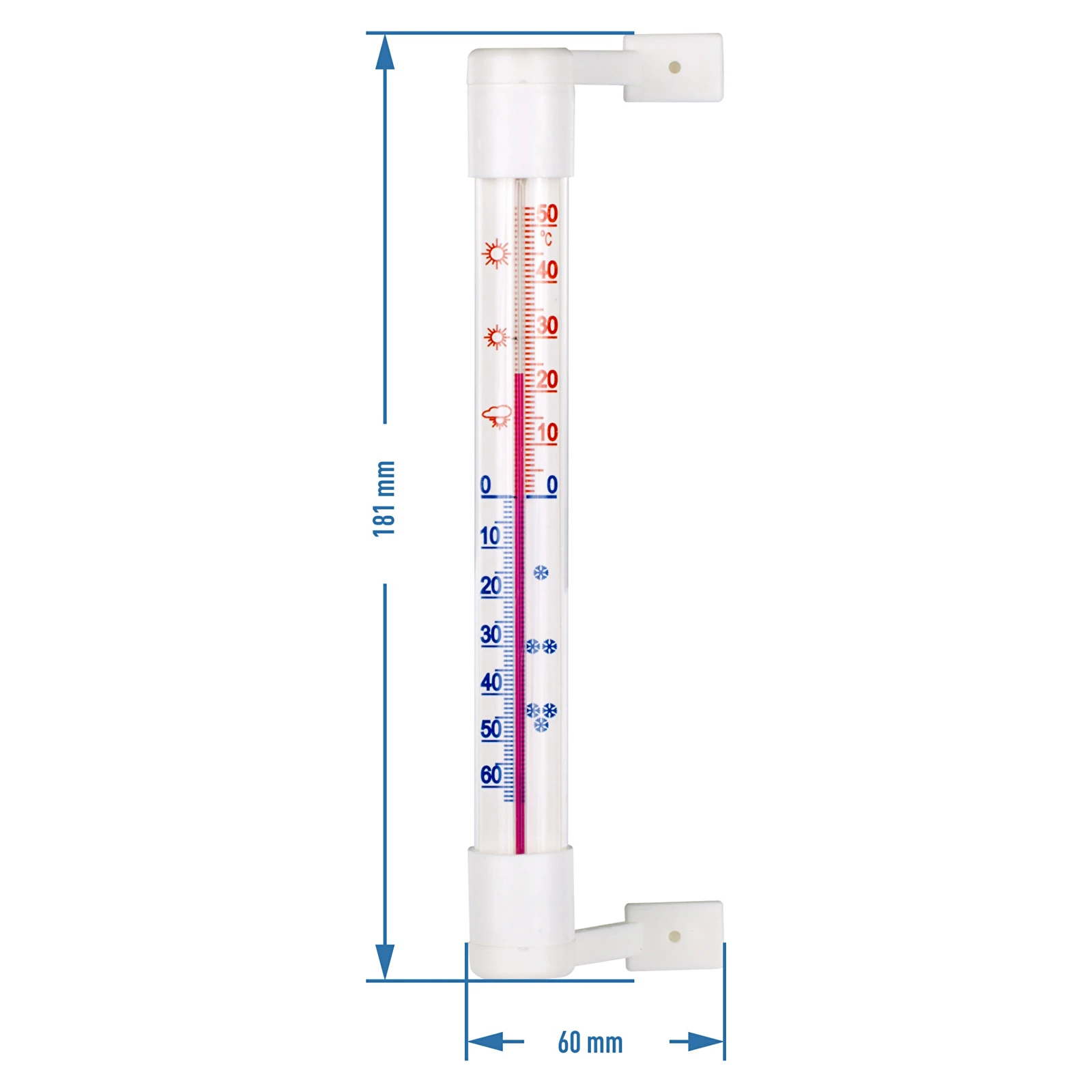 Оконный термометр белый (-50°C до +50°C) 18см