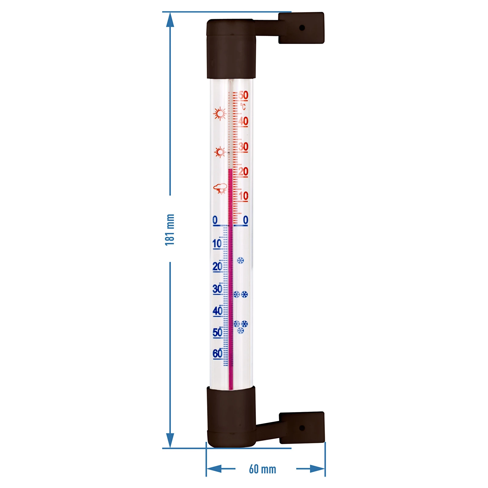 Оконный термометр, коричневый (-50°C до +50°C) 18см