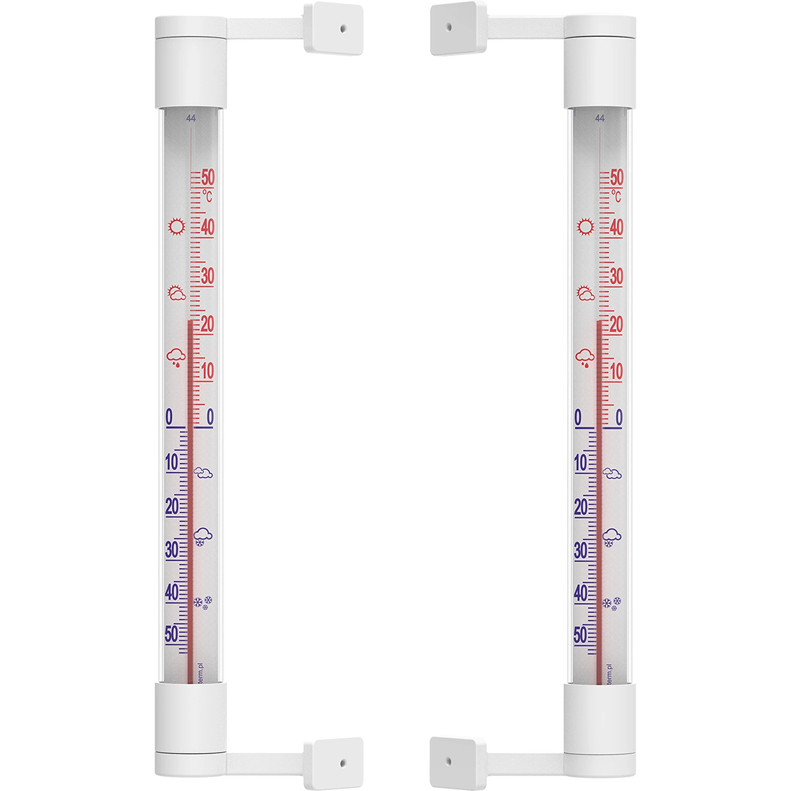 Термометр уличный трубчатый, приклеиваемый/привинчиваемый, белый (-50°C до  +50°C) 22см микс