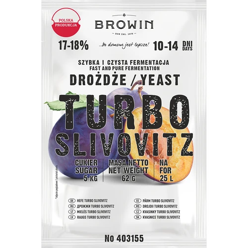 Дрожжи Turbo Slivovitz  - 1 ['турбо дрожжи', ' самогонные дрожжи', ' дрожжи для самогона', ' дрожжи для сливовицы', ' сливовица', ' для фруктового сусла', ' фруктовое сусло']