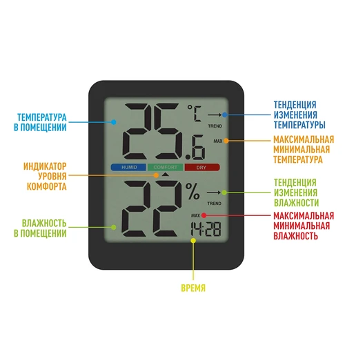 Электронный комнатный термометр, черный - 12 ['электронный термометр', ' термометр для измерения влажности', ' беспроводной термометр', ' черный термометр', ' термометр с магнитом', ' стильный термометр', ' термометр для помещений', ' какой термометр выбрать для дома', ' современный комнатный термометр', ' практичный термометр', ' как проверить уровень комфортности воздуха']