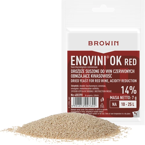 Enovini® OK RED - винные дрожжи, снижающие кислотность, 7 г - 3 ['дрожжи для темного винограда', ' дрожжи для вишни', ' вишневое вино', ' виноградное вино', ' дрожжи для снижения кислотности', ' дрожжи для красного вина', ' сухие дрожжи', ' домашнее вино', ' дрожжи', ' снижающие кислотность', ' дрожжи Enovini', ' винные дрожжи Browin']