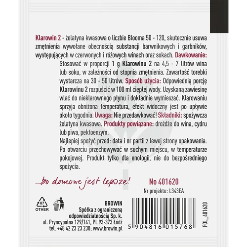 Кларовин 2 - осветлитель красного вина, 7 г - 2 ['средство для осветления вина', ' осветлитель klarowin для вина', ' для осветления вина', ' аксессуары для виноделия', ' домашнее вино ']