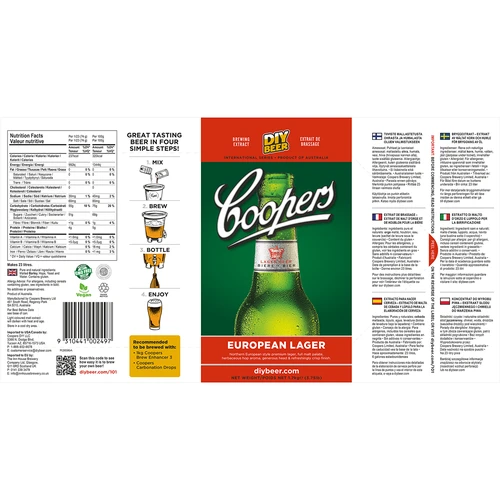 Концентрат для приготовления 23 л пива, 1,7 кг - EUROPEAN LAGER - COOPERS - 5 ['светлый', ' светлый', ' светлый лагер', ' пиво', ' набор для пивоварения']