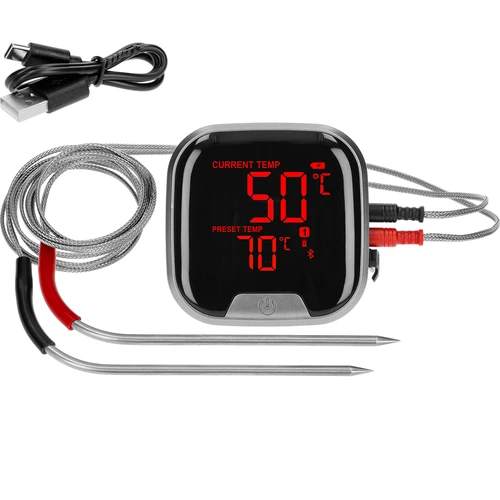 Кухонный термометр с Bluetooth, 2 датчика  - 1 ['cooking thermometer', ' food thermometer', ' for cooking', ' for smoking', ' for baking', ' meat thermometer', ' cake thermometer', ' bluetooth thermometer', ' universal thermometer', ' best cooking thermometer', ' thermometer with probe', ' thermometer with app', ' gift idea']