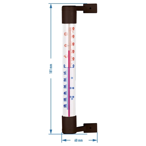 Оконный термометр, коричневый (-50°C до +50°C) 18см - 3 ['уличный термометр', ' термометр', ' оконный термометр', ' термометр с читабельной шкалой', ' пластиковый термометр', ' термометр на окно', ' балконный термометр', ' двухсторонний термометр', ' самоклеящийся термометр']