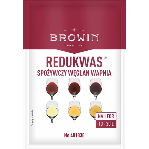 Redukwas - карбонат кальция, 15 г  - 1 ['карбонат кальция', ' снижение кислотности', ' снижение кислотности в сусле и вине', ' для вина', ' домашнее вино', ' понижение кислотности', ' вино из черной смородины', ' виноградное вино', ' малиновое вино', ' как сделать вкусное фруктовое вино', ' снижение кислоты в вине', ' средства для вина', ' кислотность в энологии ', ' кислое фруктовое вино', ' сбалансированная кислотность']