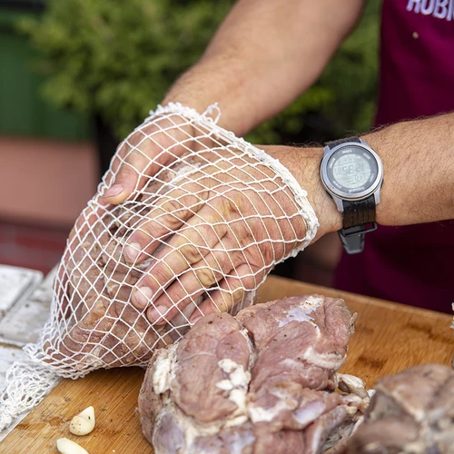 Сетка формовочная для мясных изделий (220°C), ширина 15 см, 50 м - 9 ['Сетка для ветчины', ' пищевая сетка', ' сетка для мяса', ' сетка для копчения мяса', ' сетка для созревания мяса']