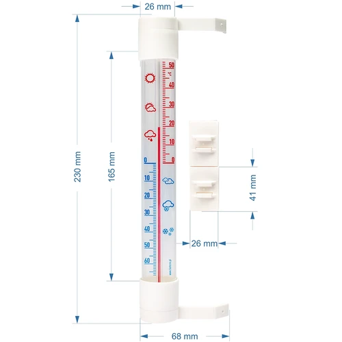 Термометр уличный, прозрачная шкала (-70°C до +50°C) 23см микс - 2 ['оконный термометр', ' какая температура']