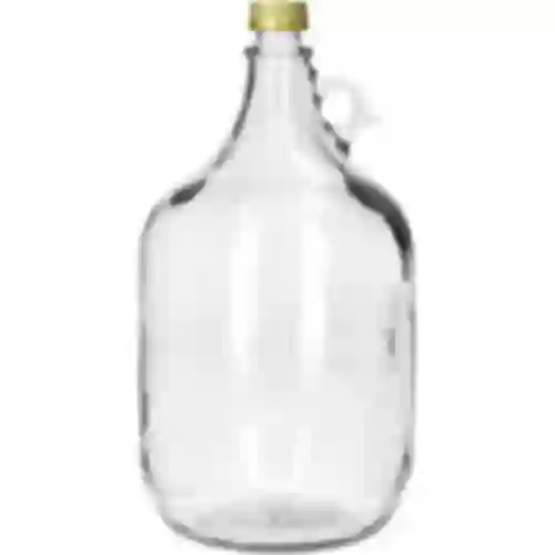 Бутыль Дама на 5 л с завинчивающейся крышкой без корзины (белое стекло, золотистая крышка)