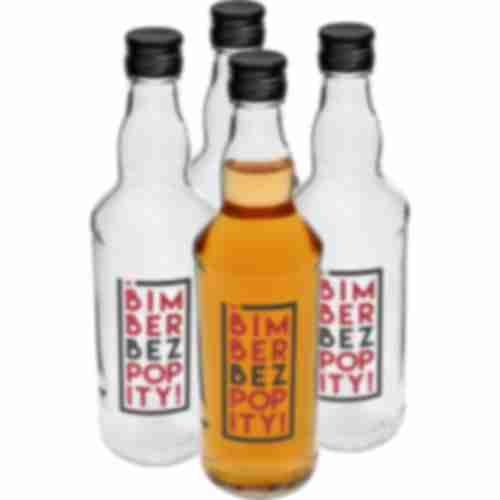 Бутылка 0,5 л с закручивающимся колпачком и 2-цветный принтом "Bimber Bez Popity" - 4 шт.