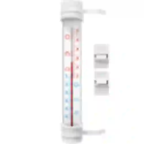 Термометр уличный, приклеиваемый/привинчиваемый, с пластиковой шкалой, белый (-50°C до +50°C) 27см