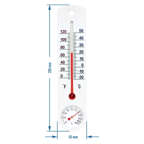 Универсальный белый термометр с гигрометром (-20°C до +50°C) 25см - 2 ['внутренний термометр', ' комнатный термометр', ' термометр для помещений', ' домашний термометр', ' термометр', ' комнатный термометр', ' термометр с читабельной шкалой', ' термометр с гигрометром', ' пластиковый термометр', ' термометр с гигрометром']